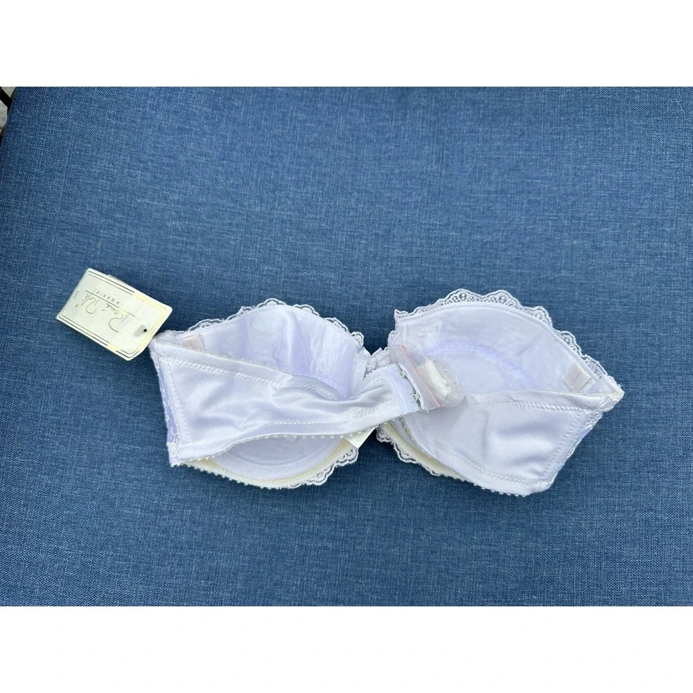 Vintage Rene Roffe Sz 36C White Lace Underwire Bra strapless New - Picture 3 of 3